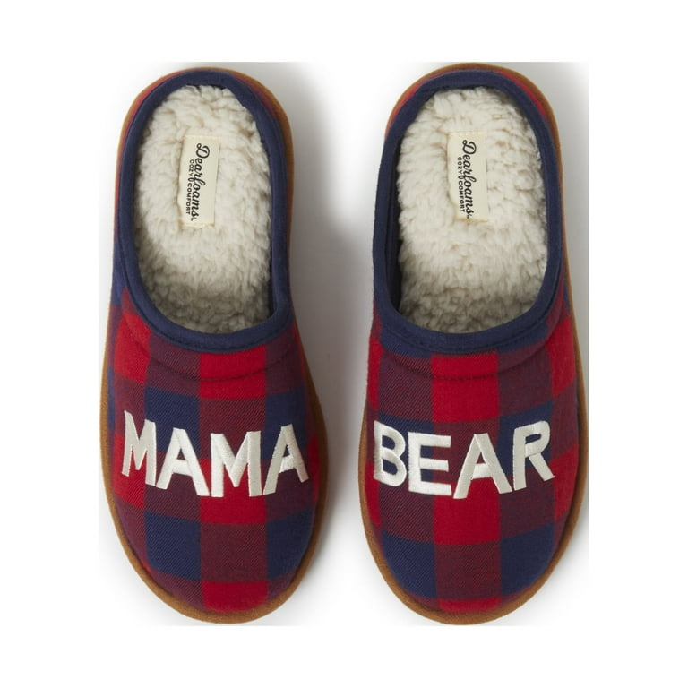 Dearfoams mama bear hotsell plaid clog slippers