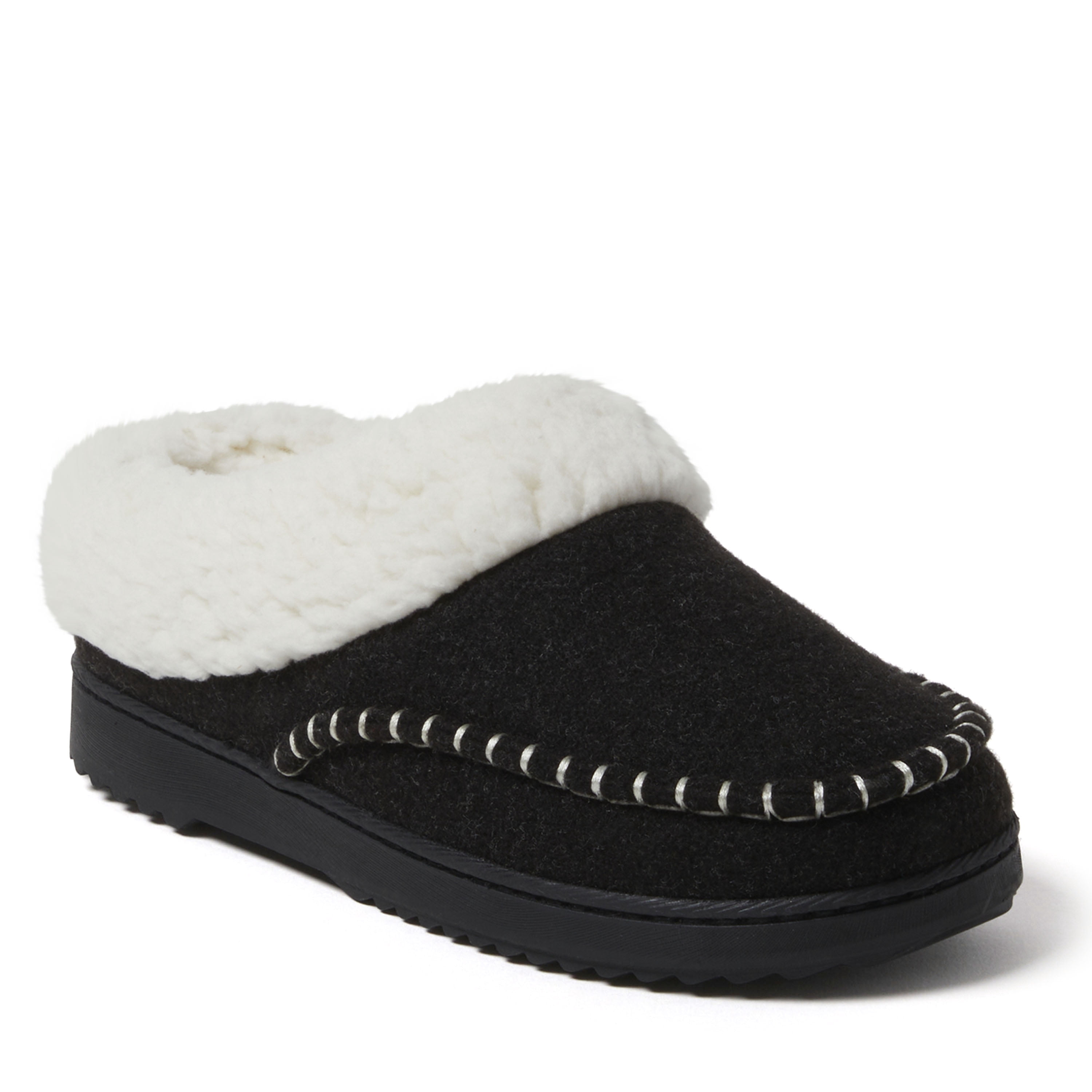 Dearfoams Women's Nyla Felted Plaid Moccasin Toe Clog House Shoe ...