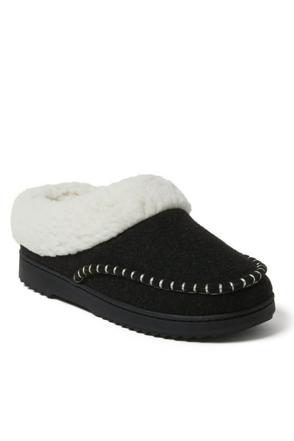 Women's Nyla Felted Plaid Moccasin Toe Clog House Shoe Slipper