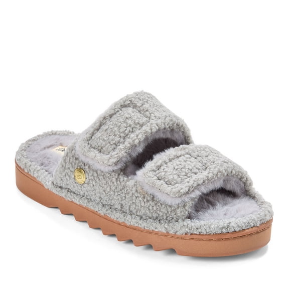 Dearfoams Women's Regina Teddy Double Band Slide Slipper