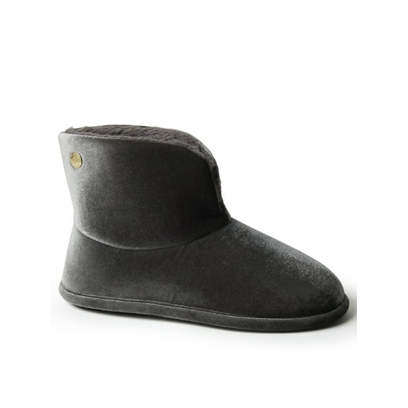 Dearfoams Women's Sara Shiny Velour Bootie House Slipper Boot