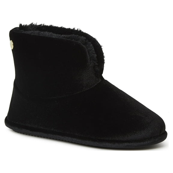 Dearfoams Women's Sara Shiny Velour Bootie House Slipper Boot