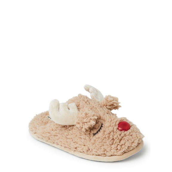 Dearfoams Women's Shay Holiday Christmas Reindeer Scuff Slipper