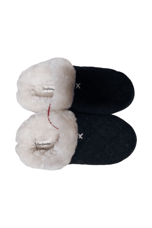 Women's Slippers Fleece-Lined Cozy Round Toe, Black, S(5-6)