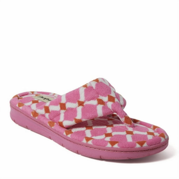 Dearfoams Women's Wrenley Terry Thong Flip Flop House Slipper