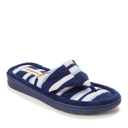 Dearfoams Women's Wrenley Terry Thong Flip Flop House Slipper