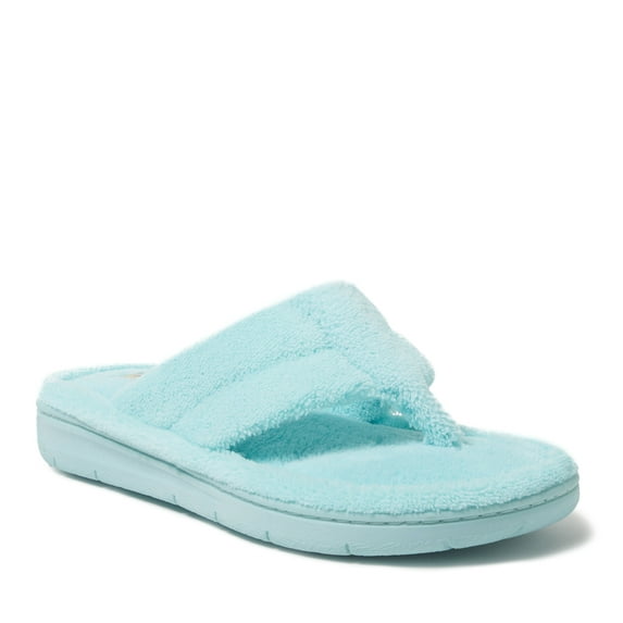 Dearfoams Women's Wrenley Terry Thong Flip Flop House Slipper