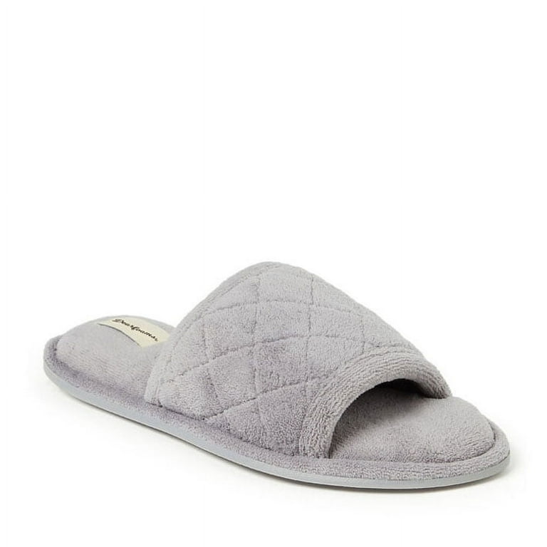 Dearfoams Womens Beatrice Quilted Microfiber Terry Slide Slipper