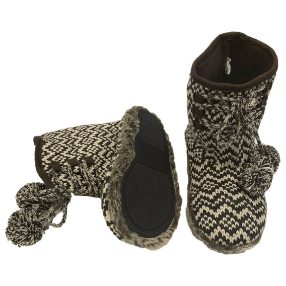 Dearfoams Womens Brown Houndstooth Bootie Style Slippers Booties Small (5-6)