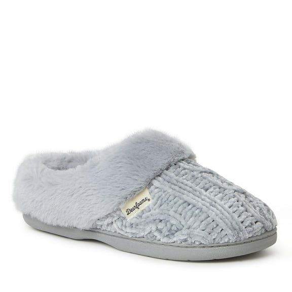 Dearfoams Womens Claire Cable Knit Chenille Clog House Slipper