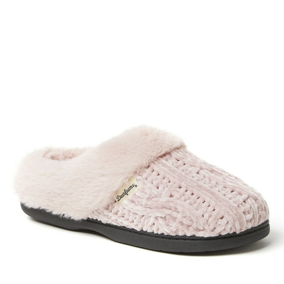 Dearfoams Womens Claire Cable Knit Chenille Clog House Slipper