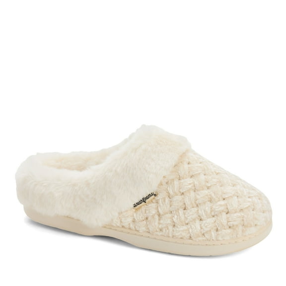 Dearfoams Womens Claire Cable Knit Chenille Clog House Slipper
