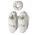 thumbnail image 1 of Dearfoams Womens Louise Embroidered Mom Slide Slipper Gift Set with Scrunchie, 1 of 6