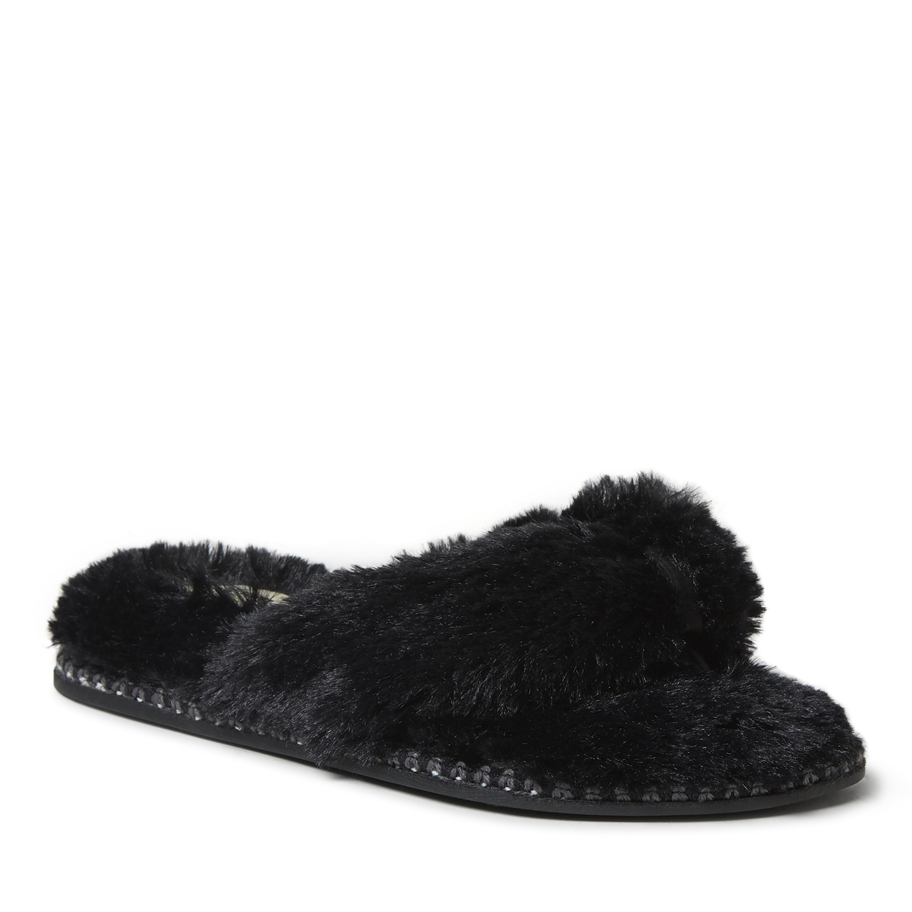 Dearfoams Women s Marie Furry Thong Slippers Walmart