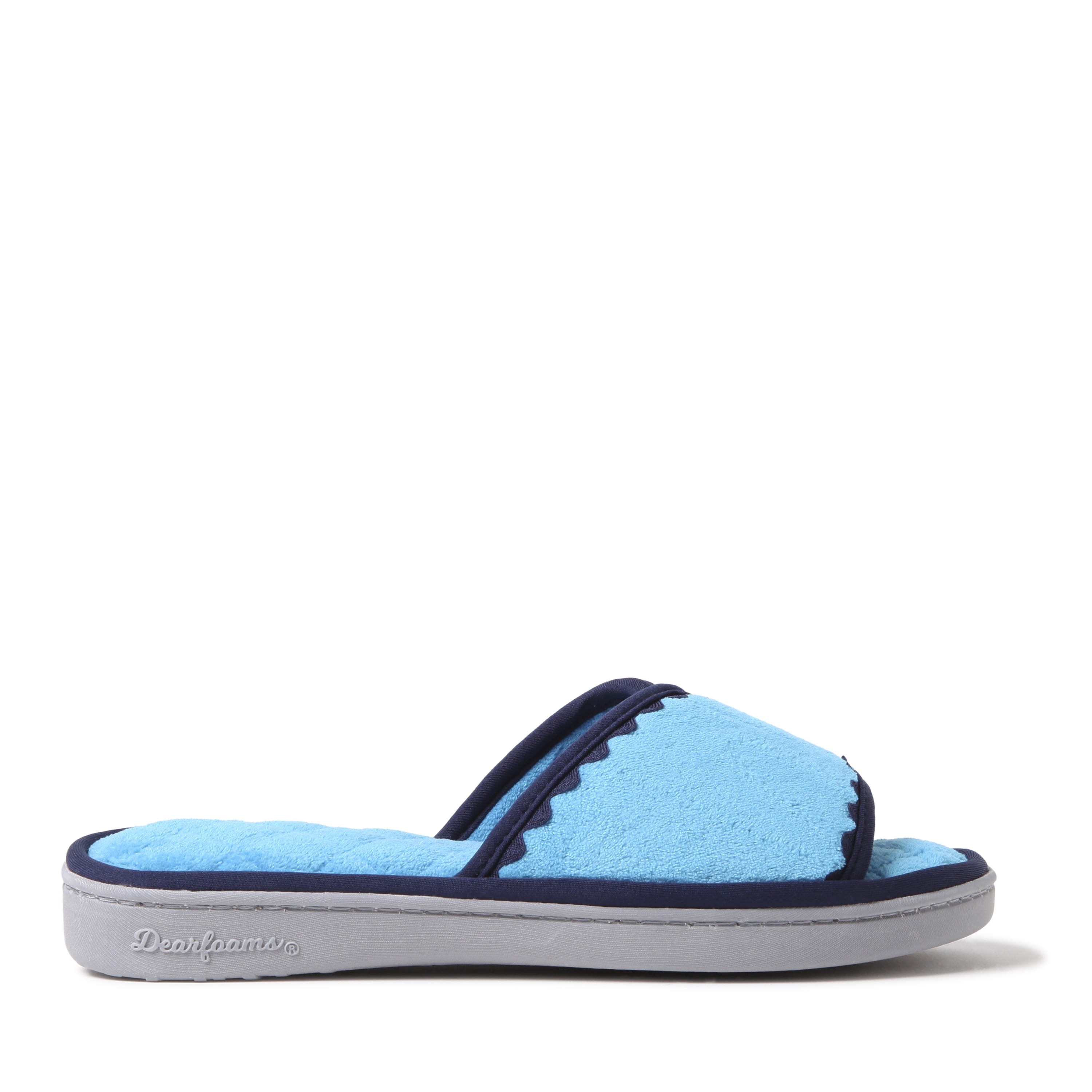Dearfoams Womens Microfiber Terry Slide with Trim slippers