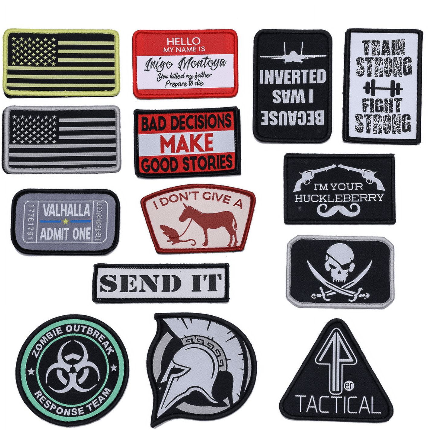 Dearhouse 14er Tactical Morale Patches (14-Pack) | Hook & Loop Backed, 3 x  2 PVC Flags & Funny Patches | Perfect for Hat, Backpack, Jacket, Military