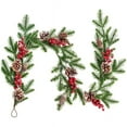 thumbnail image 1 of Dearhouse 5.1ft Artificial Christmas Pine Garland with Red Berry Branch Pine Cone Winter Greenery Garland for Holiday Season Mantel Fireplace Table Runner Centerpiece Décor, 1 of 7