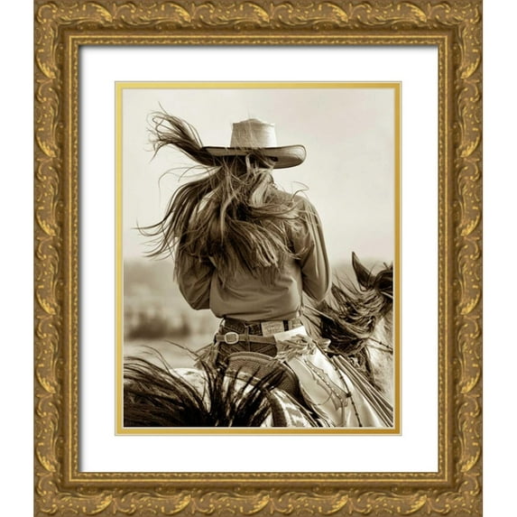 Dearing, Lisa 12x14 Gold Ornate Wood Framed with Double Matting Museum Art Print Titled - Cowgirl