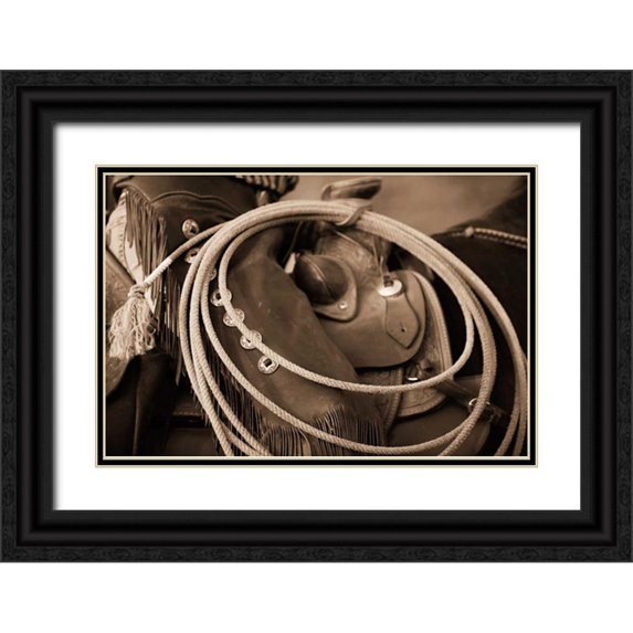 Dearing, Lisa 14x11 Black Ornate Wood Framed with Double Matting Museum Art Print Titled - Cowgirls Lasso