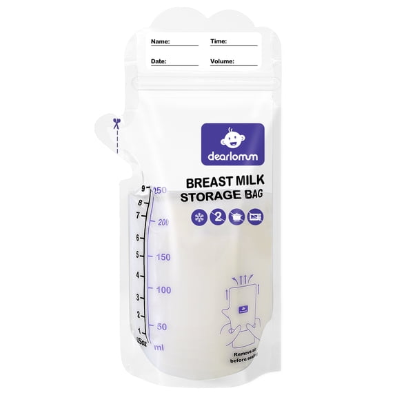 Dearlomum BPA-Free Breastmilk Storage Bags - 120 Pcs, 9 Ounce, Self-Standing with Pour Spout, Space-Saving Flat Profile, Ideal for Convenient Breastfeeding and Milk Storage, Refrigeration & Freezing