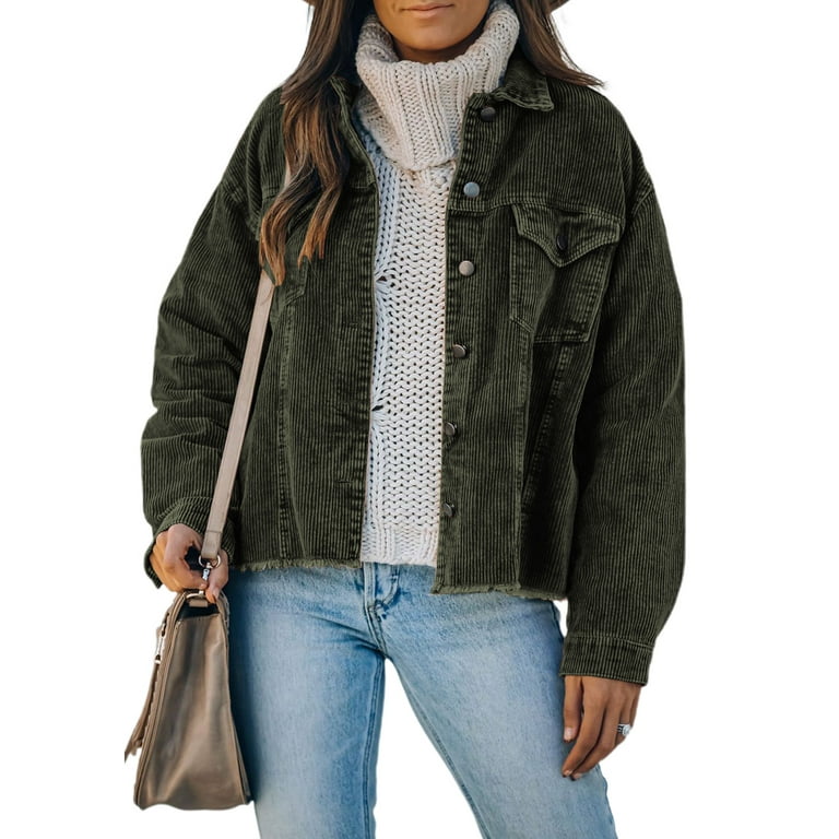 Dearlove Corduroy Jacket Women Fall Casual Shacket Jacket Loose