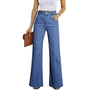 Dearlove Denim Pants for Women Wide Leg Jeans Classic Pocketed Boyfriend Denim Baggy Pants Sky Blue