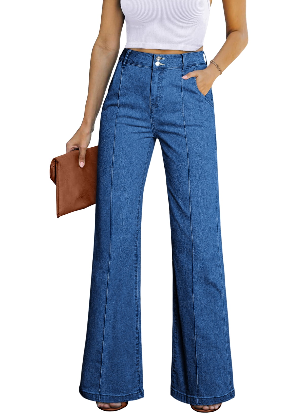 Dearlove Women's Baggy Jeans Distressed High Waist Wide Leg Jeans Denim