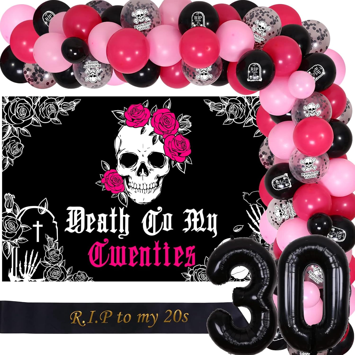 Death to My 20s Rip to My 20s Birthday Decorations, Dirty 30 Birthday