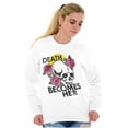 thumbnail image 1 of Death Becomes Her Skull Rose Tattoo Women Plus Size Crewneck Sweatshirt Brisco Brands 2X, 1 of 5