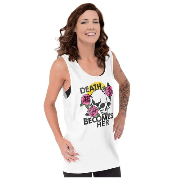 Death Becomes Her Skull Rose Tattoo Womens Plus Size Graphic Tank Top Brisco Brands 2X