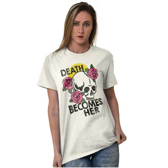 Death Becomes Her Skull Rose Tattoo Women's Graphic T Shirt Tees Brisco Brands 2X