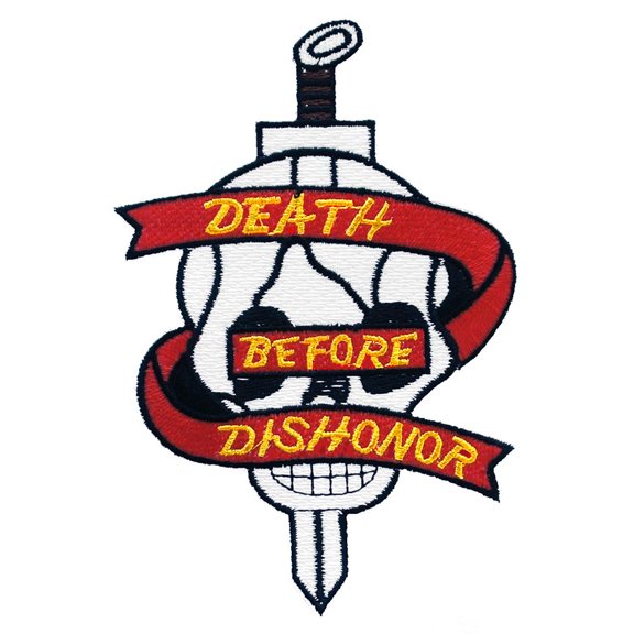 Death Before Dishonor Skull Patch Red & White 5"