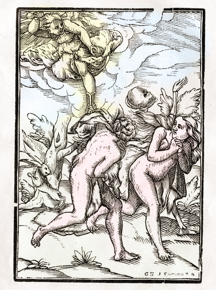 Death Comes For Adam And Eve In The Garden Of Eden Woodcut By Georg Scharffenberg From Der Todten Tanz Or The Dance Of Death Published Basel 1843 Canvas Art - Ken Welsh Design Pics (12 x 17)
