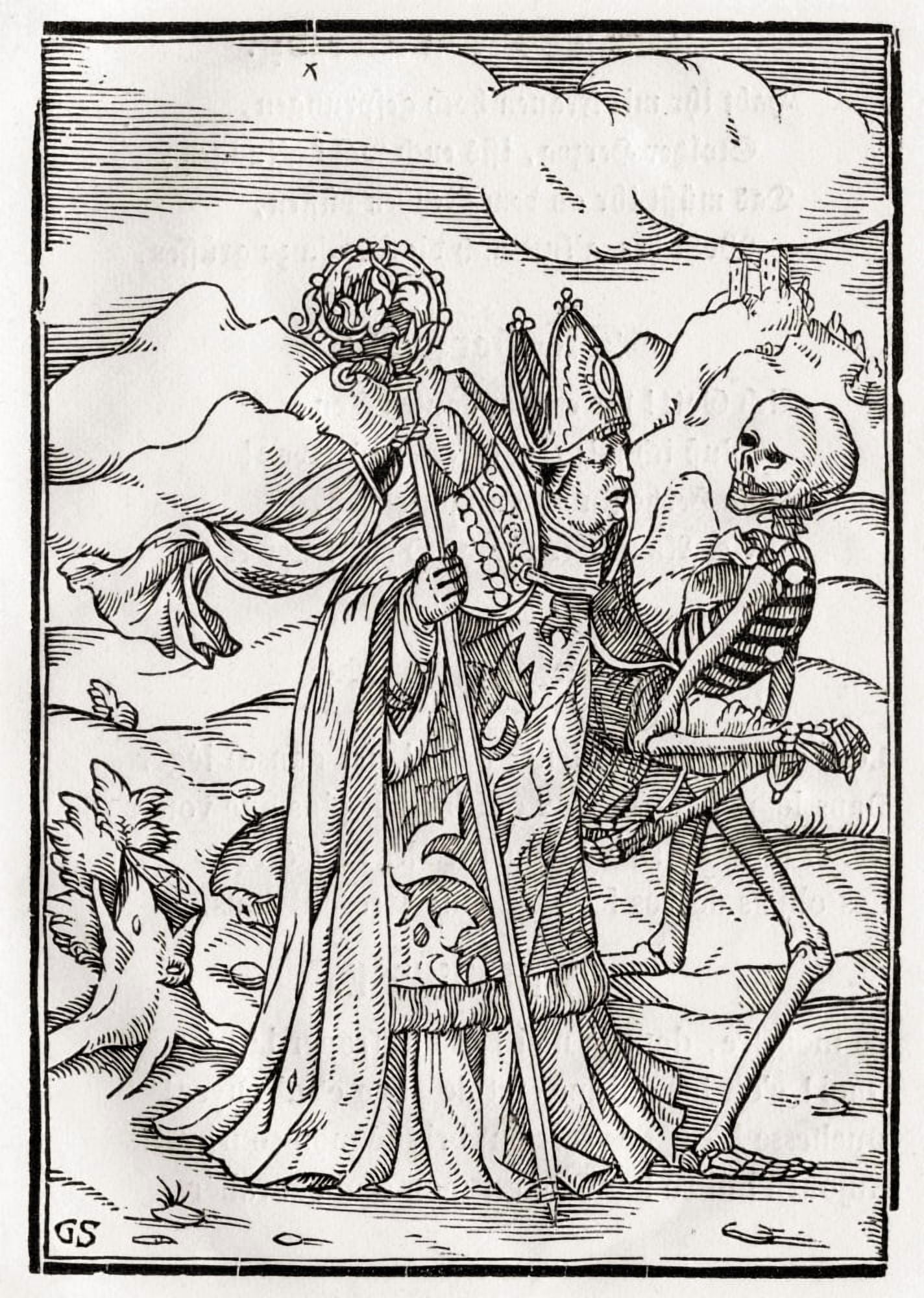 Death Comes To The Bishop Woodcut By Georg Scharffenberg After Hans Holbein The Younger From Der Todten Tanz Or The Dance Of Death Published Basel 1843 Canvas Art - Ken Welsh Design Pics (12 x 17)