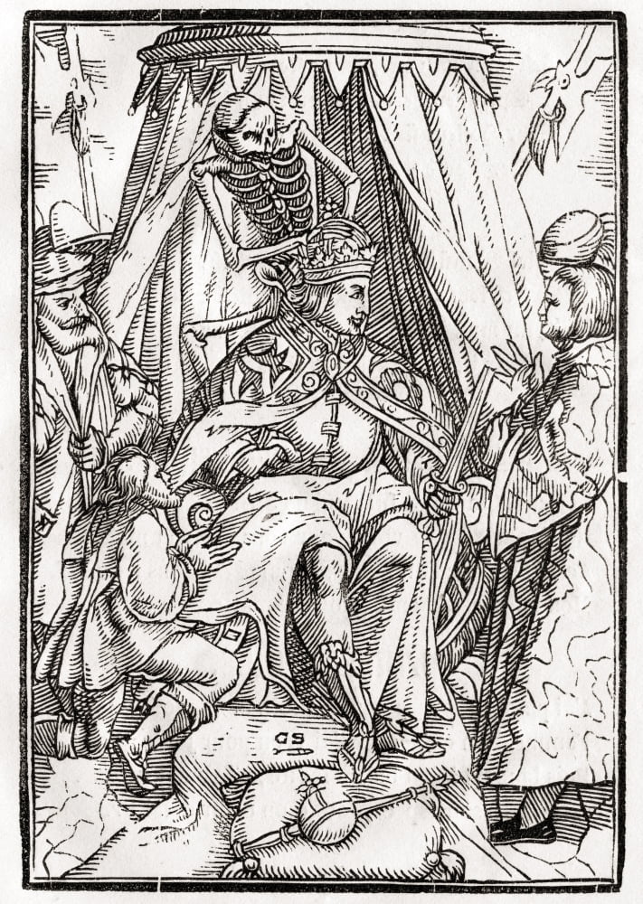 Death Comes For The Emperor Woodcut By Georg Scharffenberg After Hans Holbein The Younger From Der Todten Tanz Or The Dance Of Death Published Basel 1843 Canvas Art - Ken Welsh Design Pics (24 x 34)