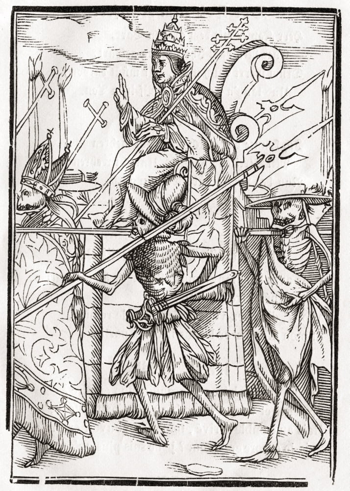 Death Comes For The Pope From Der Todten Tanz Or The Dance Of Death Published Basel 1843 Canvas Art - Ken Welsh Design Pics (12 x 17)