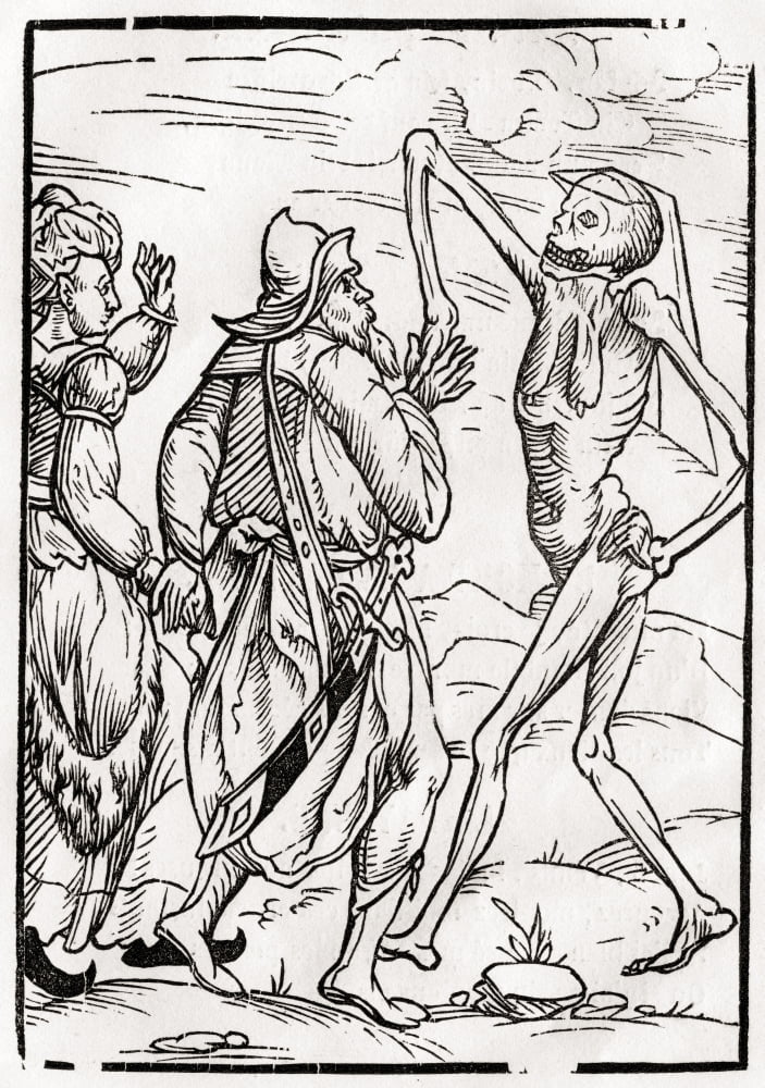 Death Comes For The Unbelieving Husband From Der Todten Tanz Or The Dance Of Death Published Basel 1843 Canvas Art - Ken Welsh Design Pics (12 x 17)