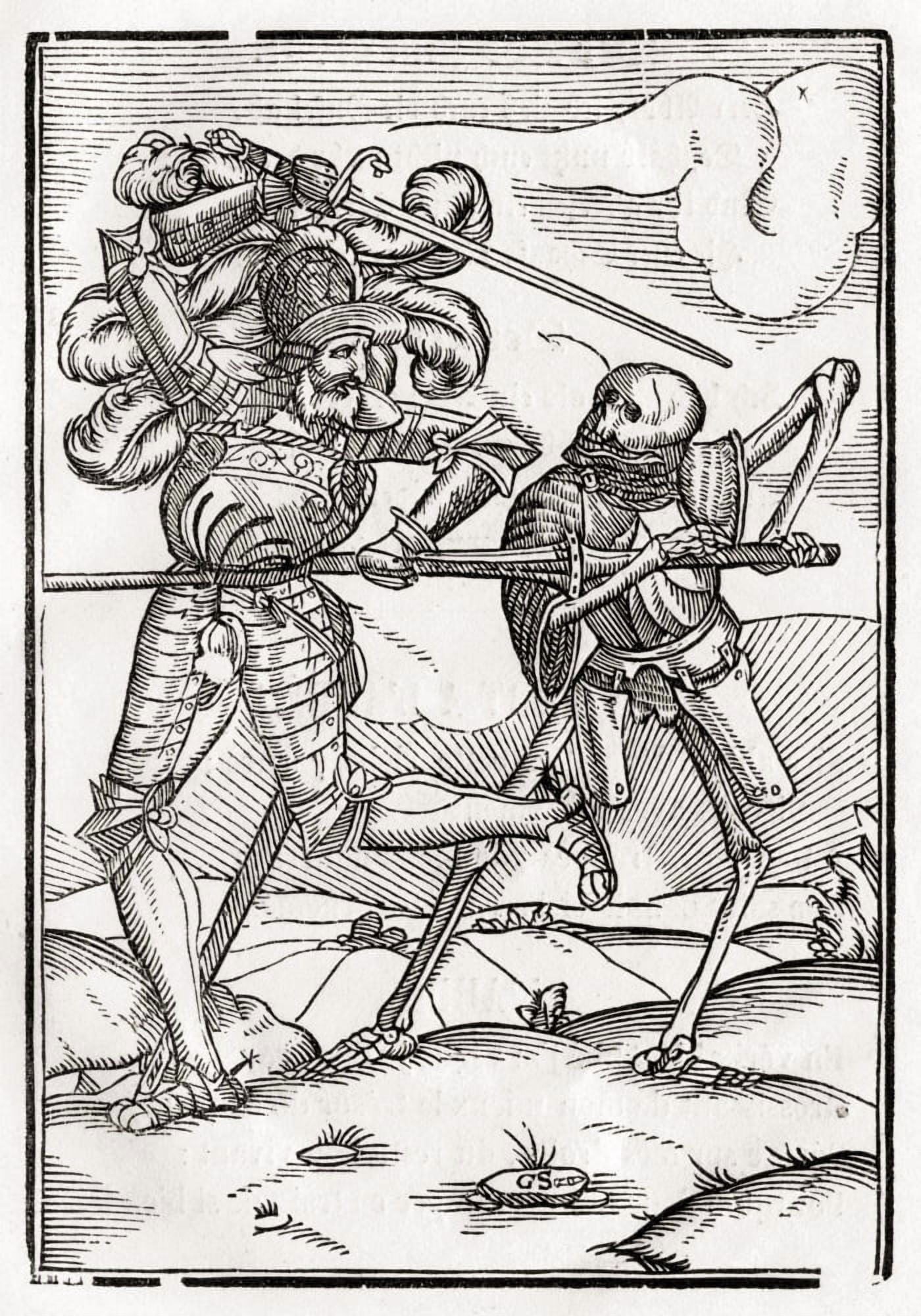 Death Comes To The Knight Or Count Woodcut After Hans Holbein The Younger From Der Todten Tanz Or The Dance Of Death Published Basel 1843 Canvas Art - Ken Welsh Design Pics (24 x 34)