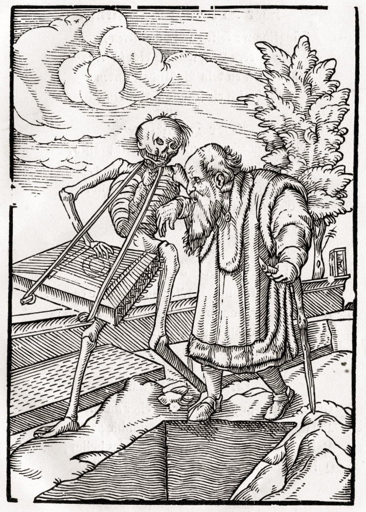 Death Comes To The Old Man Or The Hermit Woodcut After Hans Holbein The Younger From Der Todten Tanz Or The Dance Of Death Published Basel 1843 Canvas Art - Ken Welsh Design Pics (12 x 17)