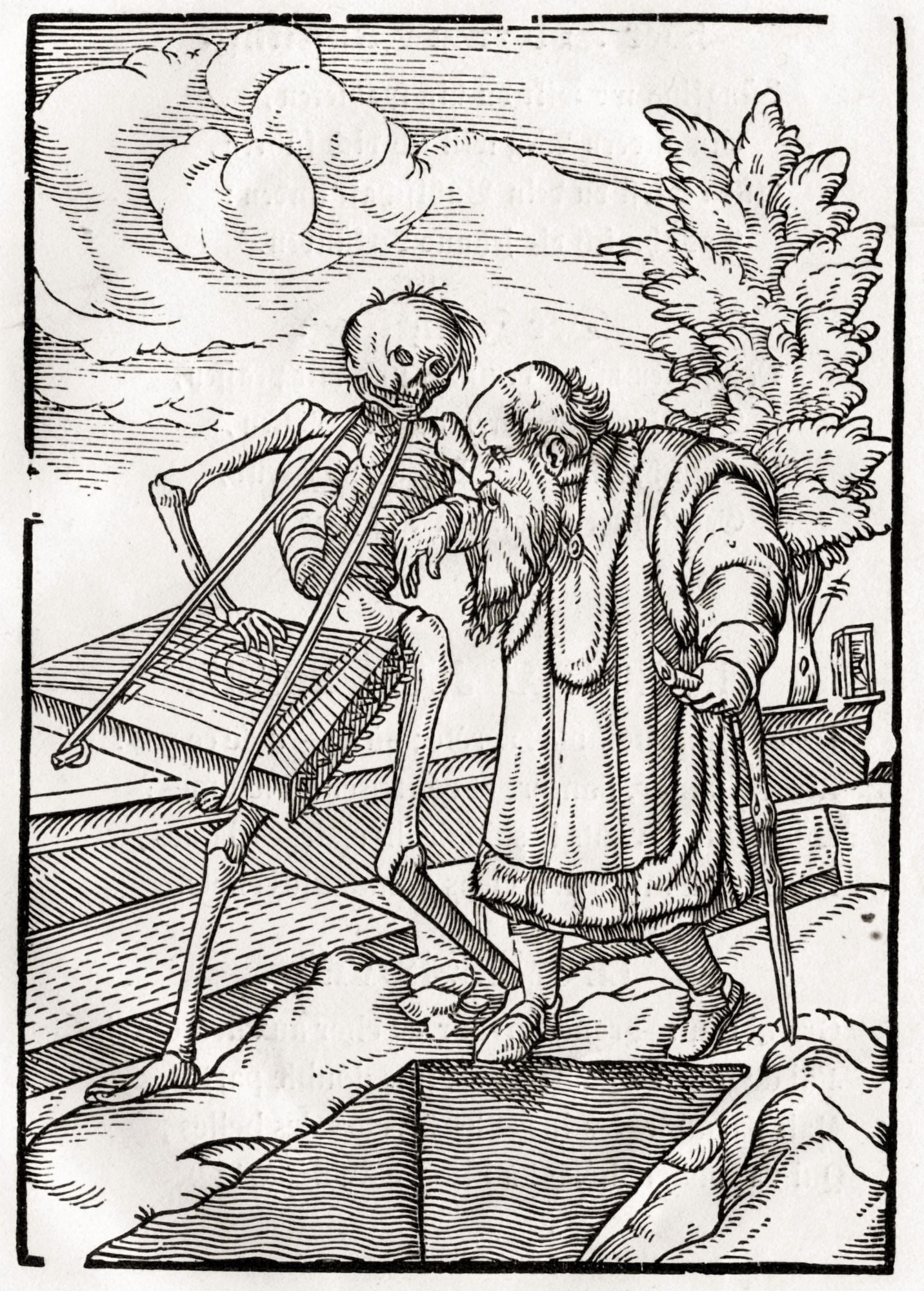 Death Comes To The Old Man Or The Hermit Woodcut After Hans Holbein The Younger From Der Todten Tanz Or The Dance Of Death Published Basel 1843 Canvas Art - Ken Welsh Design Pics (24 x 34)