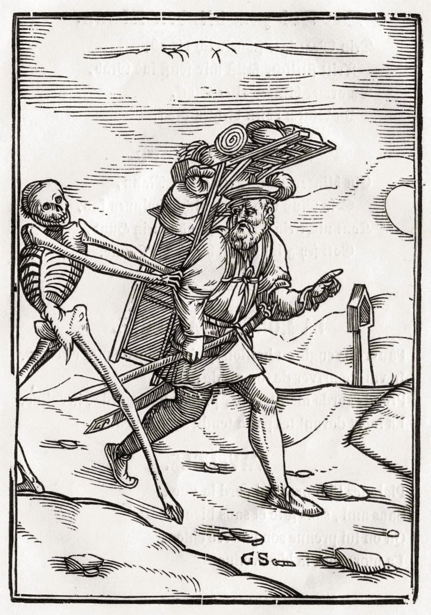 Death Comes To The Pedlar Woodcut By Georg Scharffenberg After Hans Holbein The Younger From Der Todten Tanz Or The Dance Of Death Published Basel 1843 Canvas Art - Ken Welsh Design Pics (12 x 17)