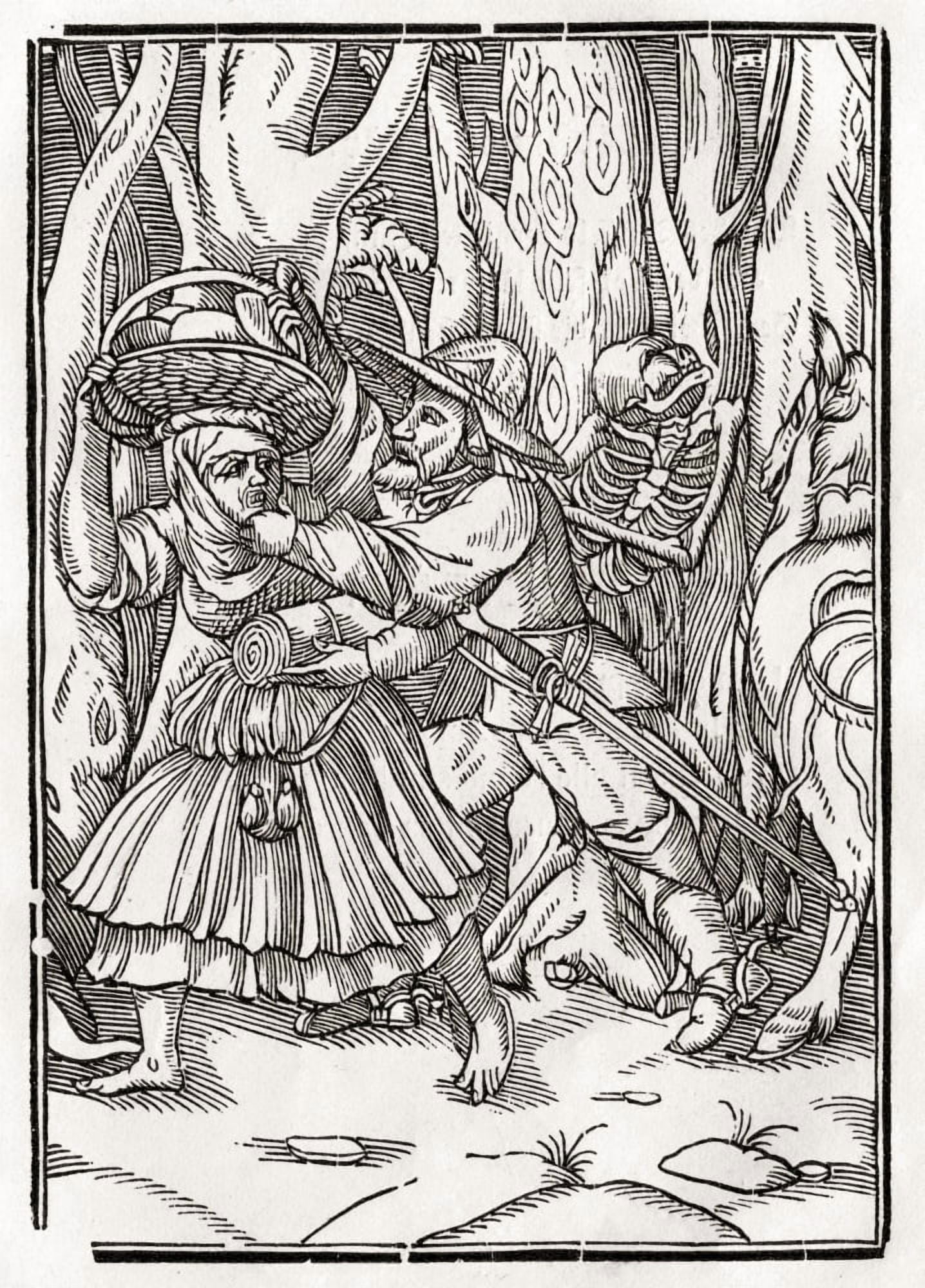 Death Comes For The Robber After Hans Holbein The Younger From Der Todten Tanz Or The Dance Of Death Published Basel 1843 Canvas Art - Ken Welsh Design Pics (24 x 34)