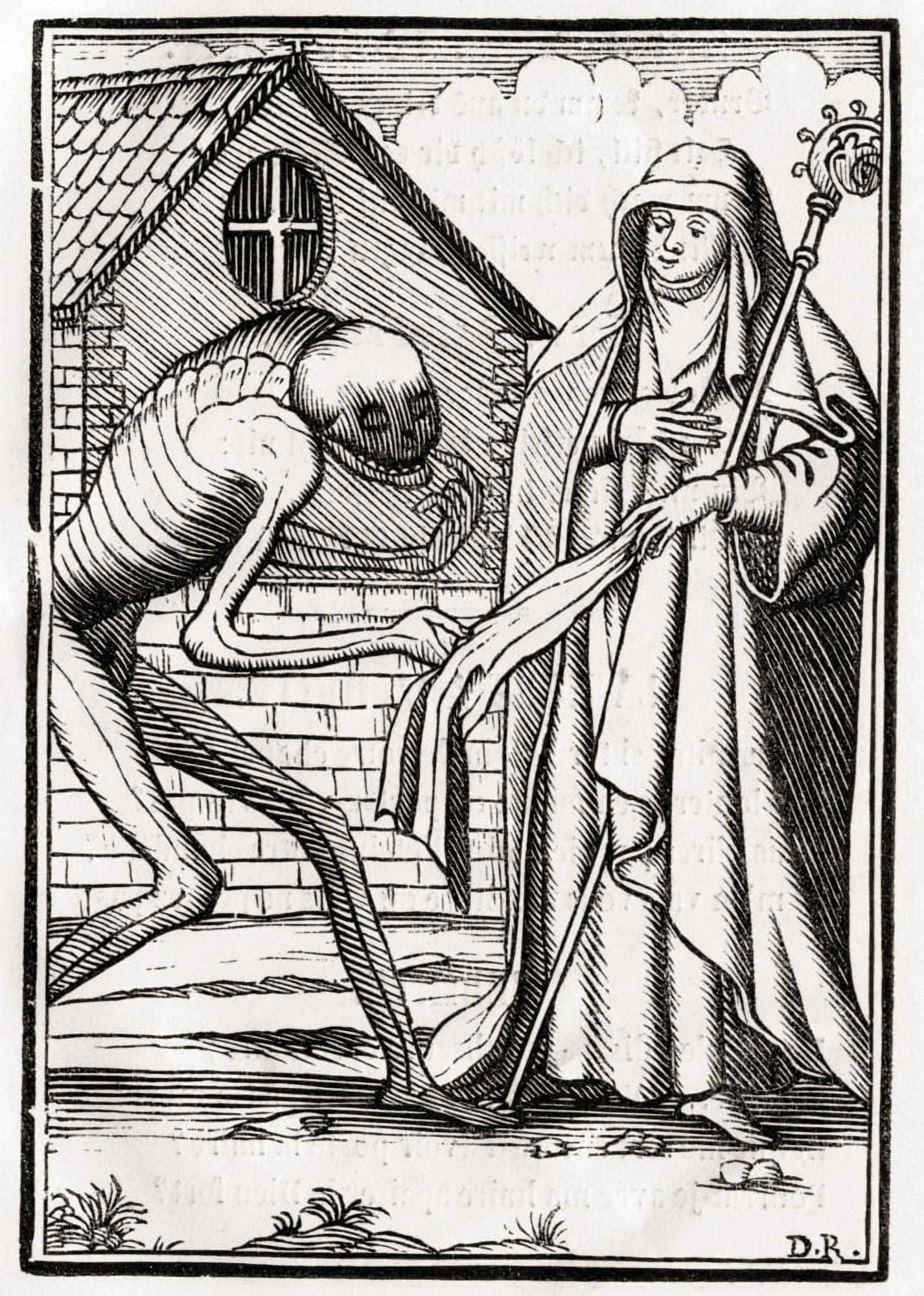 Death Comes To The Abbess From Der Todten Tanz Or The Dance Of Death Published Basel 1843 Canvas Art - Ken Welsh Design Pics (12 x 17)