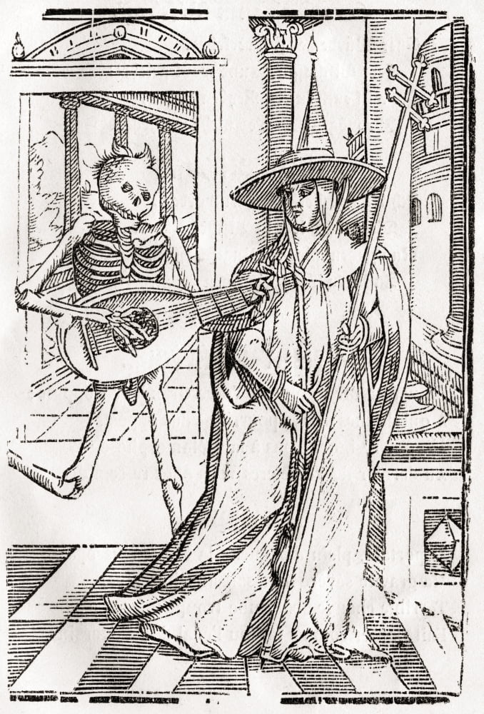 Death Comes To The Cardinal From Der Todten Tanz Or The Dance Of Death Published Basel 1843 Canvas Art - Ken Welsh  Design Pics (11 x 17)