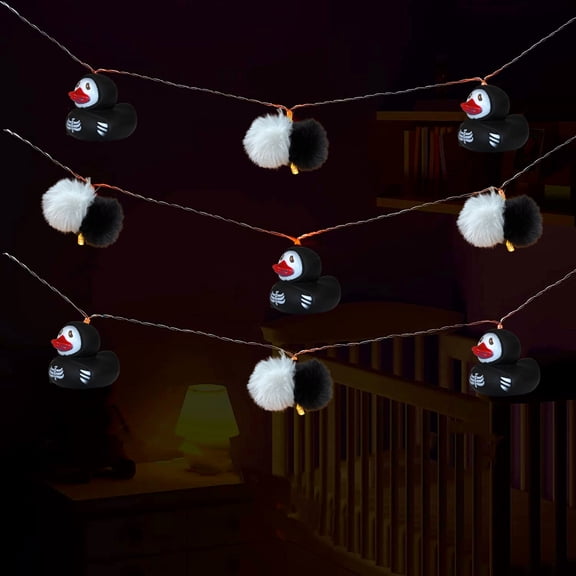 Death Duck Halloween String Lights,Light Up Your Halloween Party, 1.65m 10LEDs,2AA Battery Operated