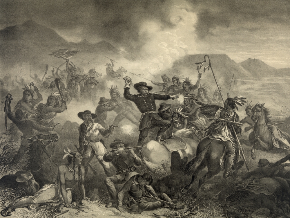The Death Of General Custer At The Battle Of The Little Big Horn Custers Last Stand After A Work By Henry Steinegger Canvas Art - Ken Welsh  Design Pics (17 x 12)
