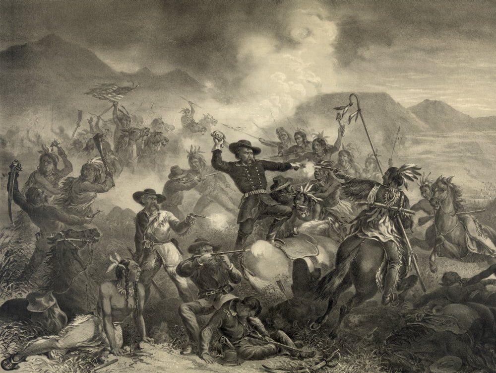 The Death Of General Custer At The Battle Of The Little Big Horn Custers Last Stand After A Work By Henry Steinegger Canvas Art - Ken Welsh Design Pics (34 x 24)