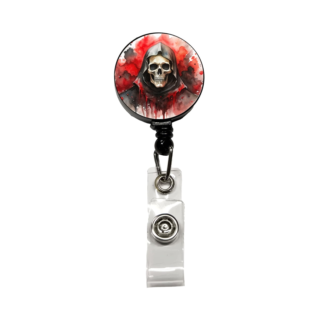 Death Grim Reaper Black Red Shades Watercolor Retractable Reel ID Badge ...