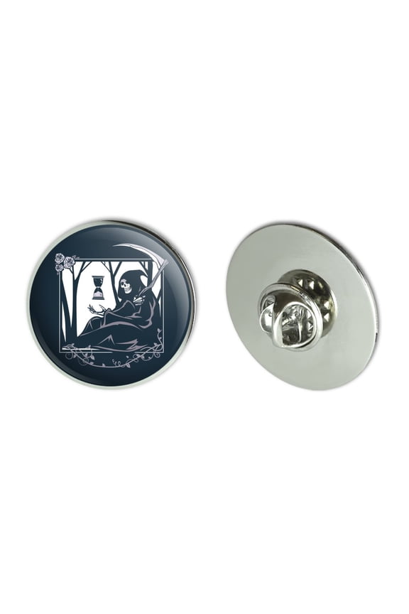 Death Grim Reaper Waiting With Hourglass Metal 1.1" Tie Tack Hat Lapel Pin Pinback