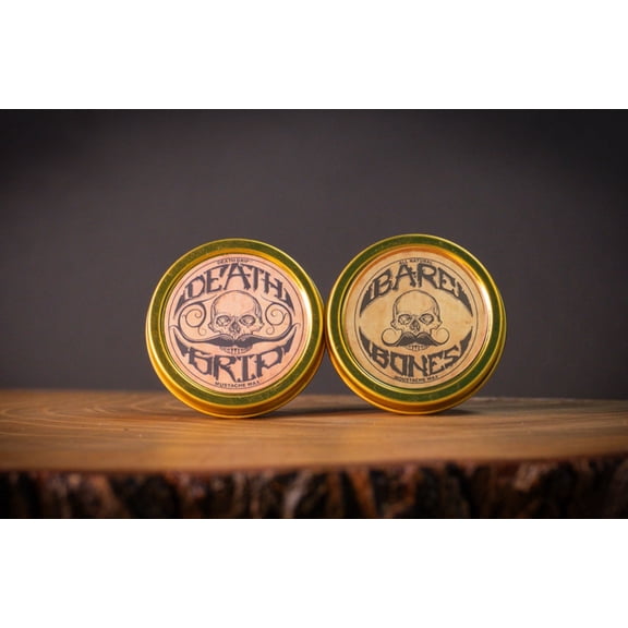 Death Grip Extra Strong Hold Mustache Wax and Bare Bones Medium Hold Mustache Wax Set, 2 - 1oz